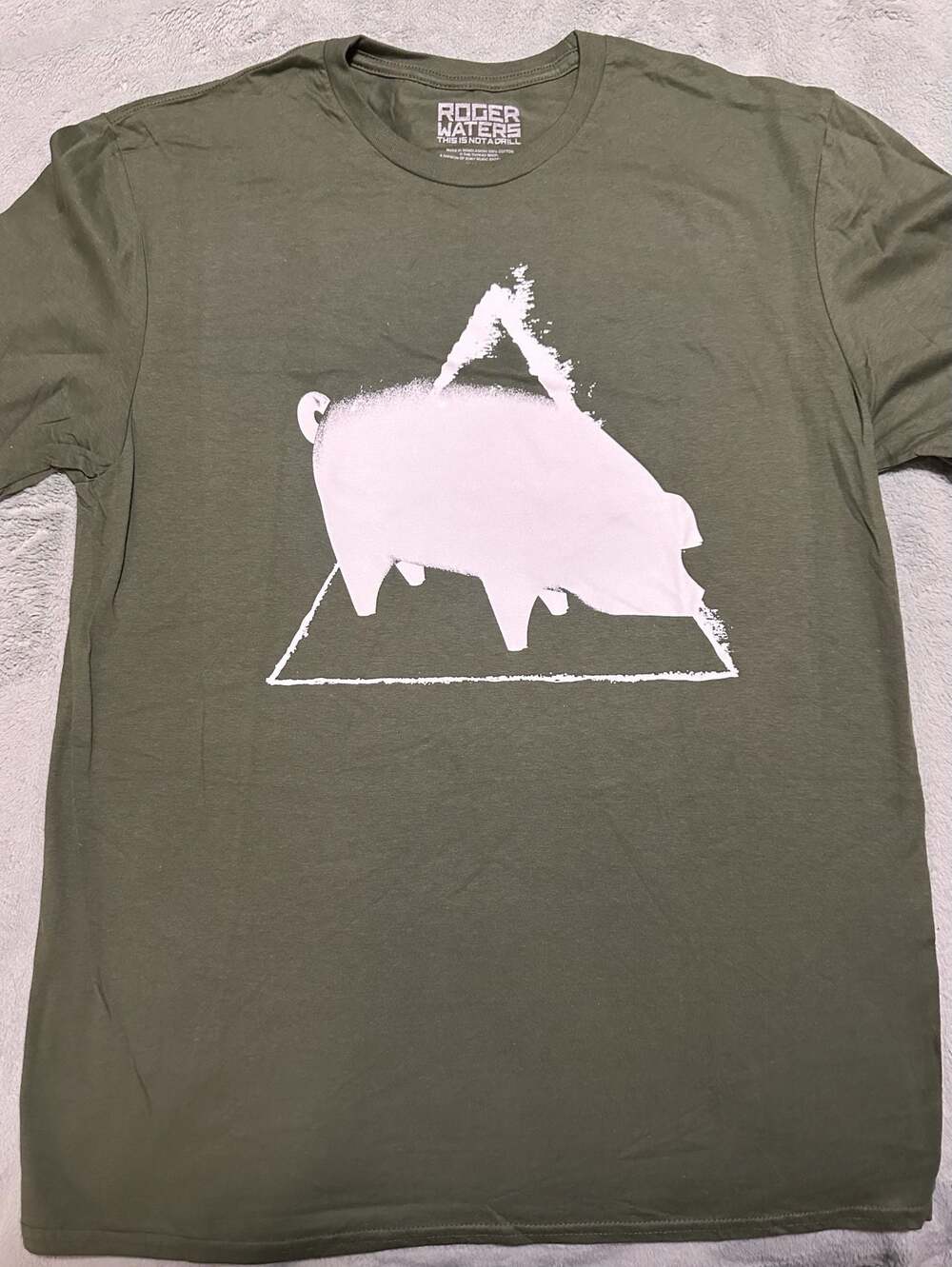 Roger Waters 'This Is Not A Drill' Tour Official Graphic Tee Olive Green, Large